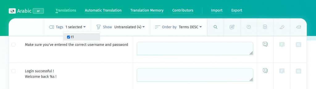 Filter by tags - POEditor localization management platform