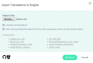 Import Language Page - POEditor Software Localization Platform