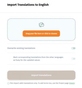 Import Language Page - POEditor Software Localization Platform