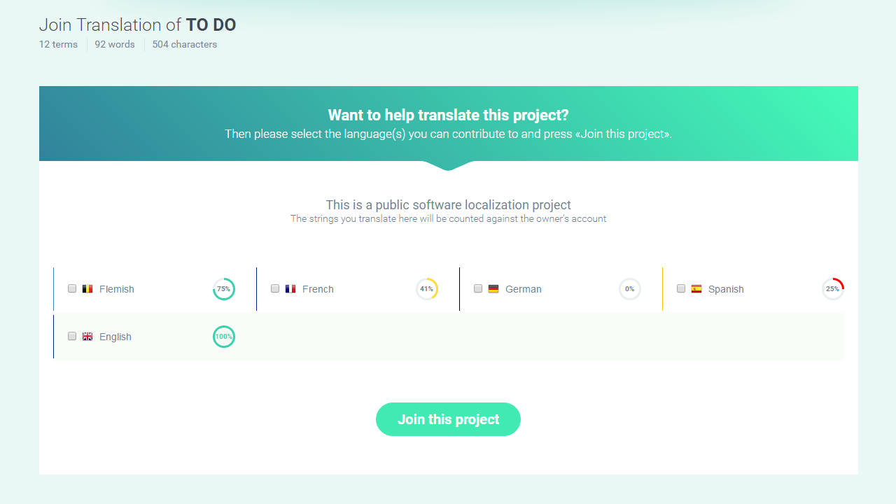 Join public localization project - POEditor translation management platform