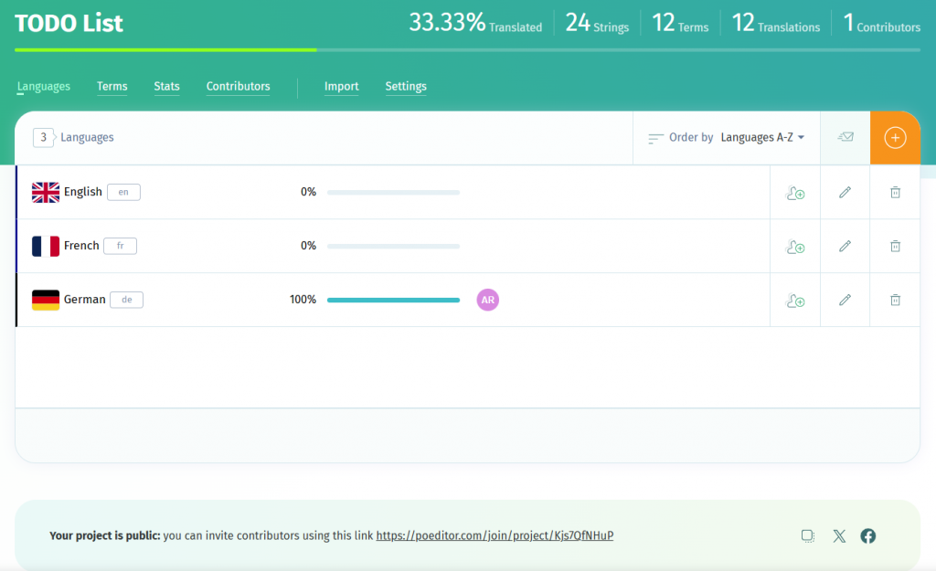 Public Project Page - POEditor Localization Platform