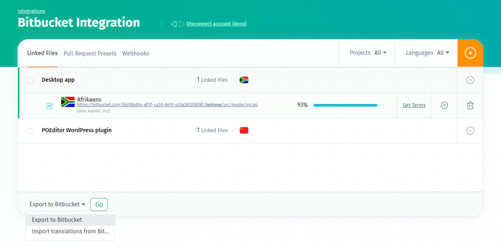 Bitbucket export - POEditor localization platform