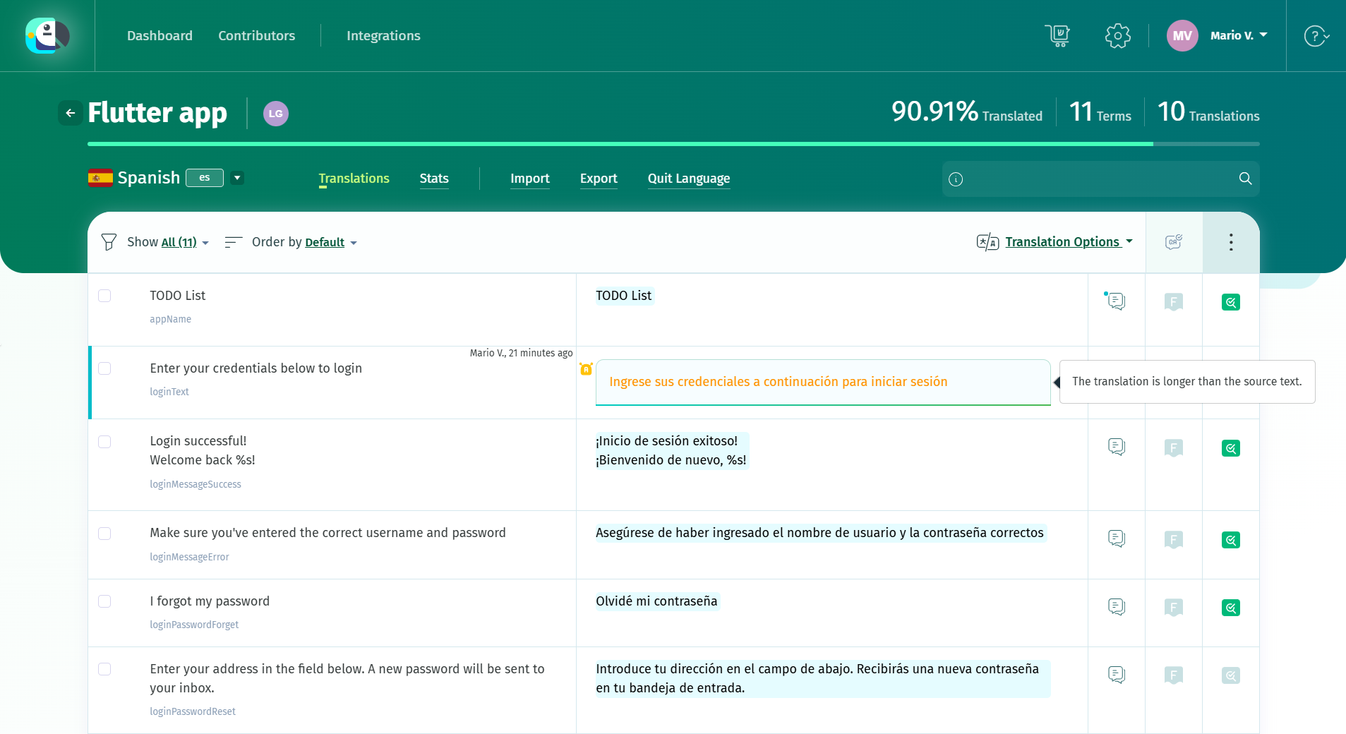 POEditor Translation page